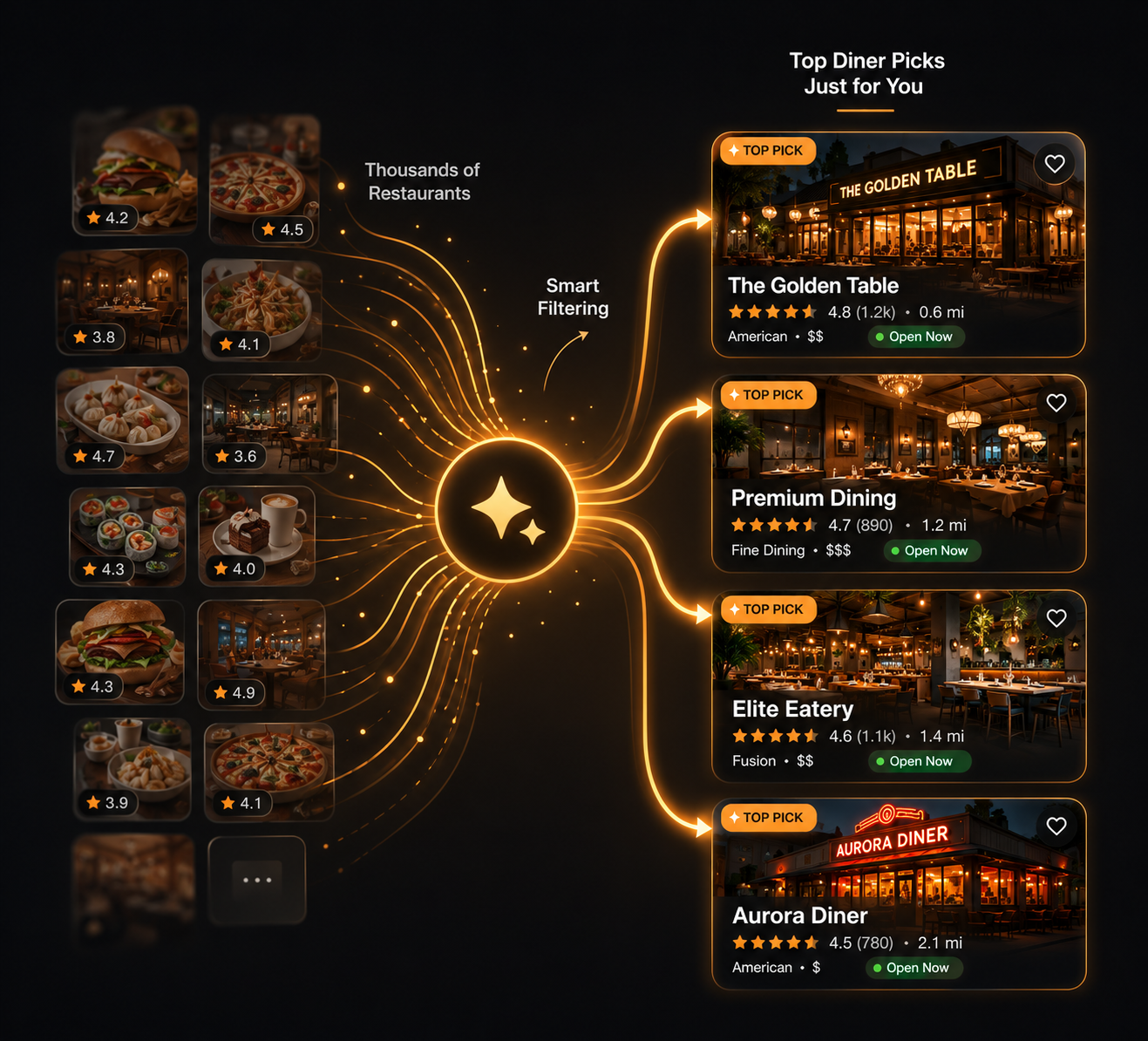 Curated dining algorithmic visualization